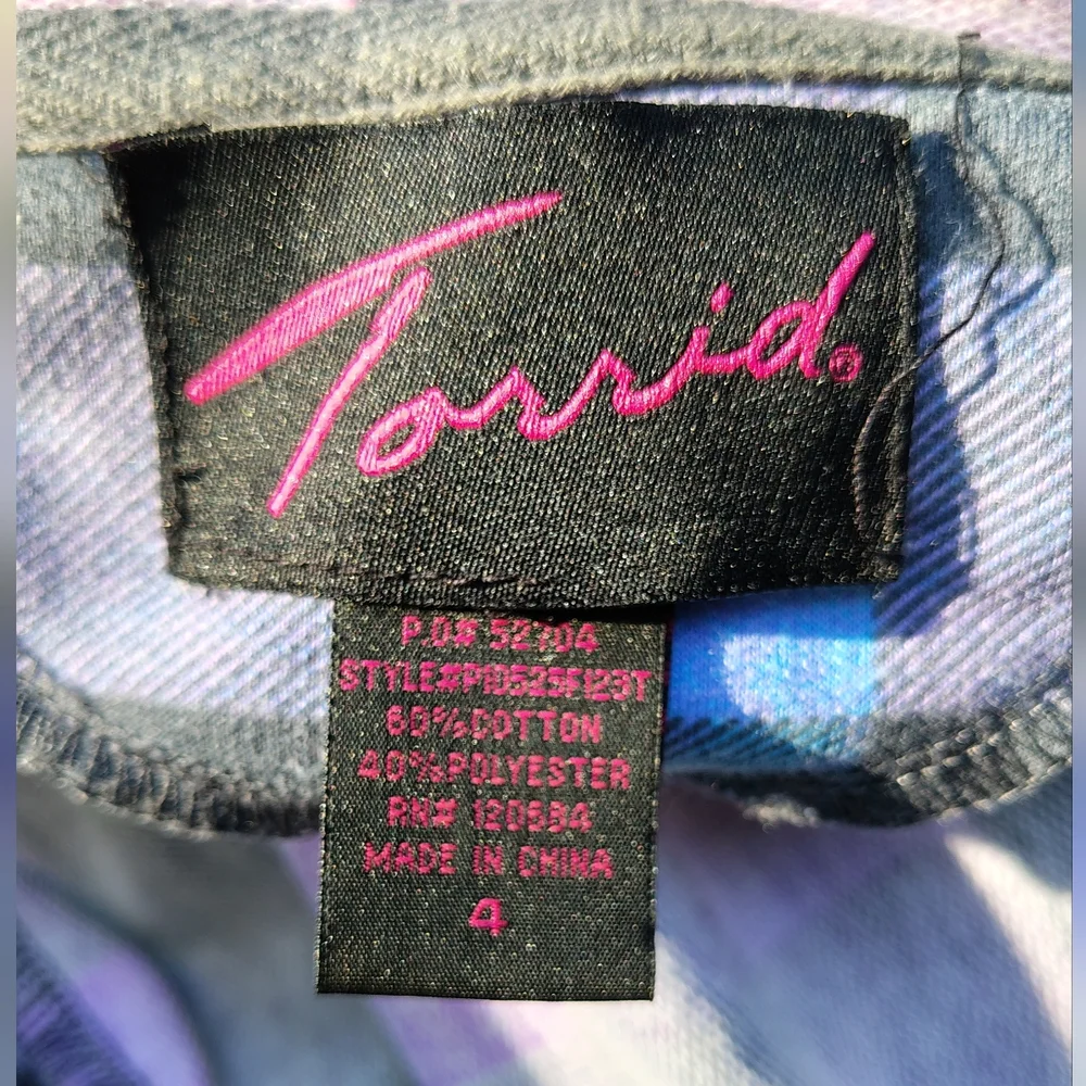 Torrid Pink and Blue Hooded Plaid Jacket - Picture 4 of 4